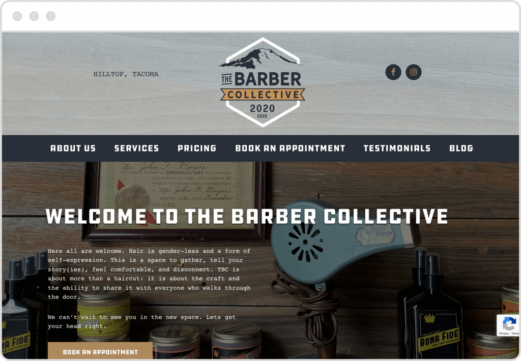TheBarberCollective.com homepage